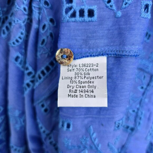 Johnny Was Sadie Embroidered Midi Shirtdress S Blue Eyelet Floral Button Up Boho - Picture 6 of 13